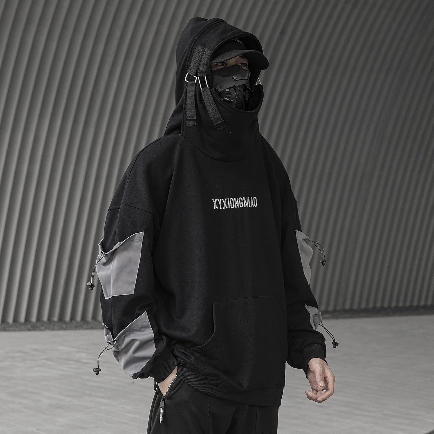 Streetwear Techwear Hoodie Tactical Mens Black Urban Hip Hop Japanese Sweatshirt